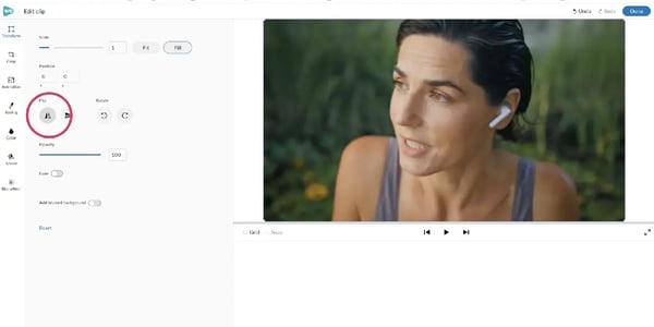 How to flip a video clip in WeVideo's editor.