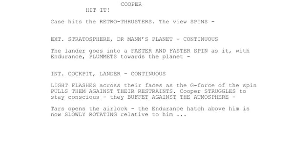 Scene from Interstellar screenplay.