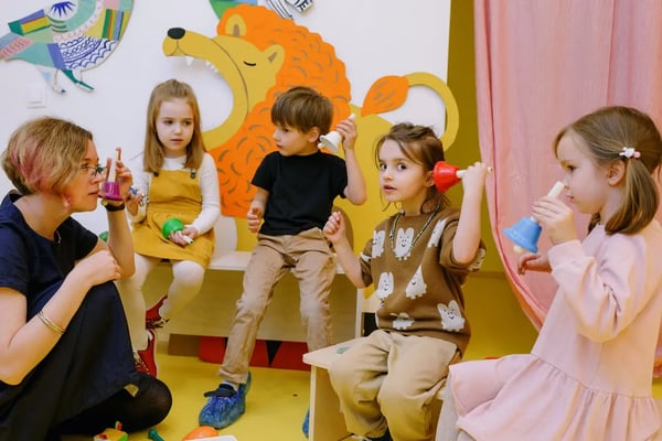 Young students participating in engaging classroom activity.