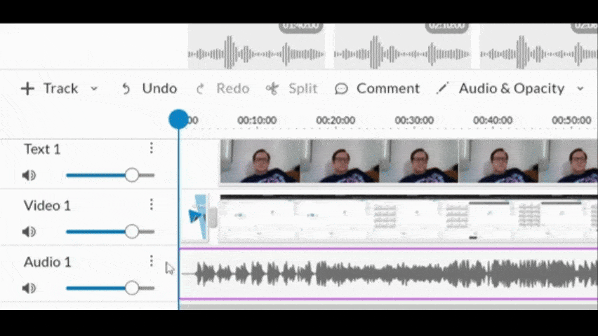 Adjusting audio levels in WeVideo.