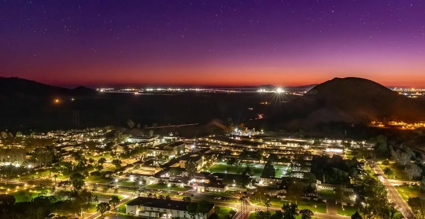 Dusk drone shot of California State University Channel Islands