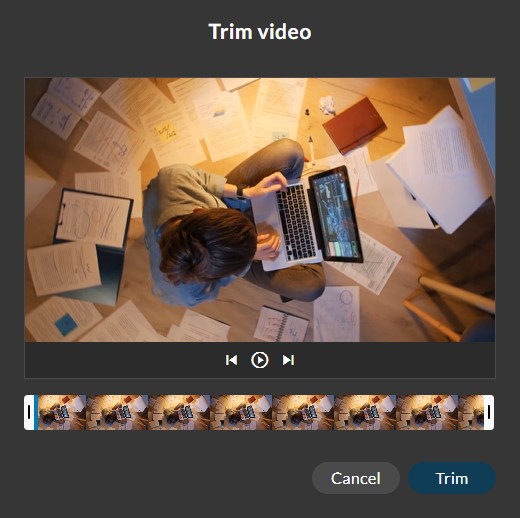 Pre-trim box in WeVideo.