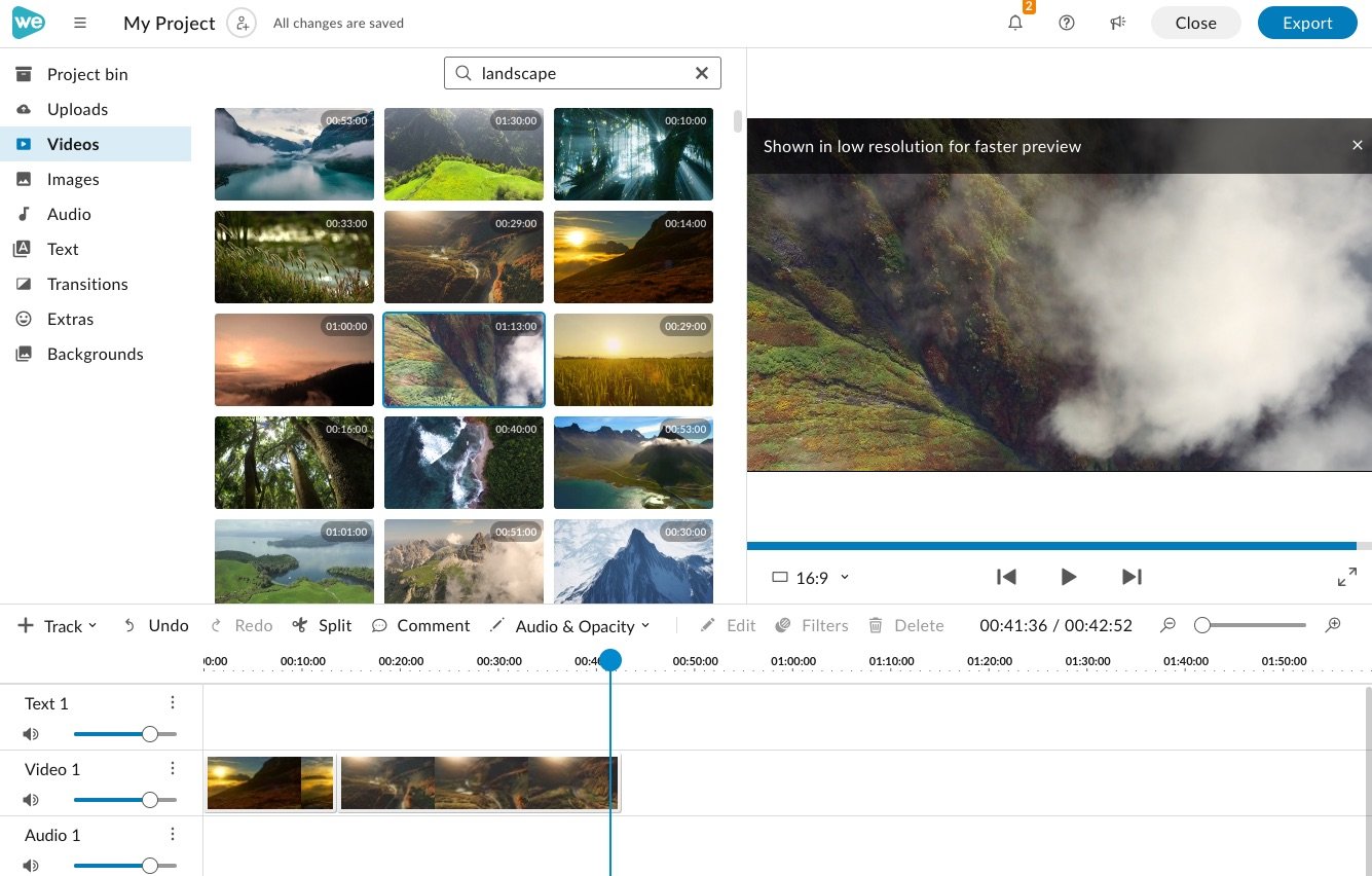 Screenshot of creating video in WeVideo