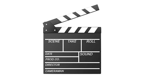 Standard black and white clapperboard.